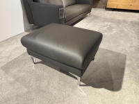 DFM - Garnitur Casablanca Leder W2 Anthrazit Füße Chrom 2 Sofas 1 Hocker - 5