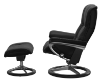 Stressless - Stressless Mayfair M Leder Batick Black Schwarz Gestell Signature Metall Alu Poliert Holz Schwarz Mit Hocker - 4