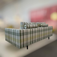 Bielefelder Werkstätten - Sofa Long Island Stoff Edinburgh JA2047-030 Grau Grün Gelb Kariert Füße Metall Schwarz - 6