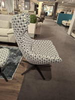 Hukla - Relaxsessel CP02 Stoff Caro Aqua Beige Blau mit Hocker - 3