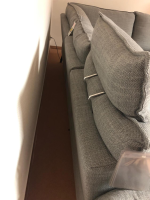 Carina - Ecksofa Modell 1043 Stoff Picasso Stone Grau PG 3 mit Kopfstütze und Nierenkissen - 11