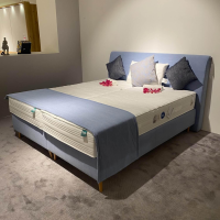 Frankenstolz - Bett Casada Stoff C 3012 Blau Füße Holz Mit Matratzen Und Tagesplaid Ohne Kissen Ohne Deko - 4