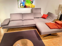 EMP - Ecksofa Fame Stoff Felina R Taupe Grau Kufe Mattschwarz Mit Sitztiefenverstellung - 5