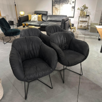 Contur - 4er Set Armlehnenstuhl Sevano Leder Miura 51 Anthrazit Gestell Metall Schwarz Pulverbeschichtet - 8