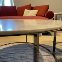 B&B Italia - Beistelltisch Mera Durchmesser 39cm Marmor Weiß Gestell Schwarz Verchromt - 7