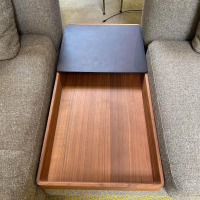 Walter Knoll - Sofagruppe Tama Living 822 Stoff Puro Mineral Grau Braun Kufen Nussbaum Geölt Inklusive Tischplatte Und Kissen - 10