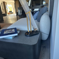 Poliform - Sofa Loro Piana Stoff Tiepolo Light Marnego Grau Füße Schwarz ohne Kissen - 4