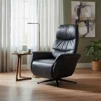 himolla - Sessel 7051 Easy Swing M Leder 24 Longlife Black Schwarz Gestell Metall Schwarz Mit Elektrischer Verstellung - 7