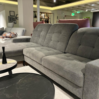 Sofa Kultur - Polstereckgarnitur 744 SK Move Stoff Free Steel Grau Metallfuß 192 Schwarz Matt Inklusive Kissen - 3