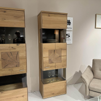 Musterring - Vitrine Portland Holz Wildeiche Massiv Weißgeölt Glas Anthrazit Satin Mit Beleuchtung Anschlag Rechts - 7