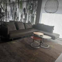 Christine Kröncke - 3er-Set Beistelltisch Trio Platte Lack High Hell Beige Medium Ocean Grau Low Maroon Braun Rot Metallgestell Bronze Look Schwarz - 4