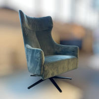 IP Design - Hochlehnsessel Flow Stoff City Velvet CA7832/137 Grau Blau Mit Sternfuß Schwarz Matt - 5