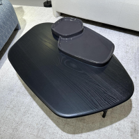 Ligne Roset - Couchtisch Lewa Platte Esche Schwarz Gebeizt Gestell Stahl Schwarz Seidenmatt Inklusive Keramikformplatte - 4