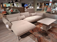 Steinpol - Ecksofa Murcia Stoff Space Natur Metallfuß Schwarz mit motorischer Fußauflage - 4