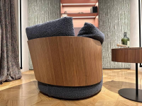 Porada - Drehsessel Calin Stoff Zante Z40 Graublau Mit Rückenlehne In Canaletta-Walnuss-Finish Metallgestell Drehbar - 6