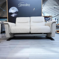 Stressless - Sofagruppe Panorama Leder Cori Fog Grau Beige Holbogen Wenge Mit Balance Adapt Und Nackenkissen - 3