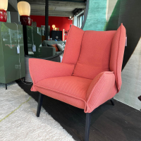 Ligne Roset - Sessel Toa Stoff Coda Saumon 632 Rosa Orange Füße Esche Schwarz Gebeizt - 2