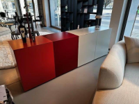 Kettnaker - Sideboard Soma Lack Matt Koralle Orange Rot Lack Matt Rubin Rot Und Lack Matt Steingrau Grau Mit Glasfachböden - 2