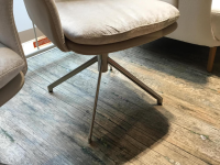 WK Wohnen - 4er Set Armlehnstuhl WK 707 Innen Stoff JAB 2 WK2100472 Beige Außen Leder Toledo Mastic Beige Gestell Edelstahl - 4