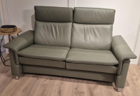 Stressless - Sofa Aurora Hoch Leder Paloma Shadow Green Grün Füße Edelstahl Poliert Rund - 7