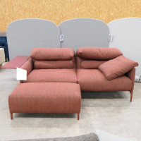 COR - Sofa Avalanche Stoff 9202 Dunkelrot Rot Ablage Und Gestell Lack RAL 3009 Oxidrot Rot Mit Hocker - 11