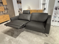 DFM - Garnitur Casablanca Leder W2 Anthrazit Füße Chrom 2 Sofas 1 Hocker - 6