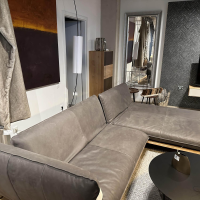 Bullfrog - Ecksofa Akito Leder Oasis 2100 Elefant 63 Grau Plateau Wildeiche Öl Winkelstahlfuß Schwarz Pulverbeschichtet - 3
