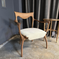 Cecotti - Sessel Hypnos Sitzfläche Stoff Beige Creme Gestell Amerikanischer Nussbaum Massiv - 8