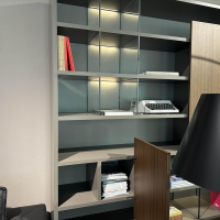 Molteni & C - Wohnwand 505 Türen Eukalyptus Lack Dolomitgrau Und Taubengrau Mit Beleuchtung - 6