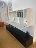 ArtigianMobili - Schrankkombination Titolo Hängeelement Lack Weiß Bodenelement Glas Schwarz - 3