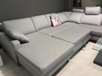 Musterring - Ecksofa MR 365 Stoff 2 Twice Grau Füße Verchromt mit Kopfstütze - 2