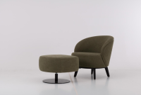 Werther - Sessel Salon Stoff U3334J Grün Füße Holz Schwarz Inklusive Hocker Mit Drehteller Schwarz - 2