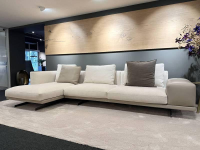 Frigerio - Ecksofa Horizon Stoff Nebraska 18 Beige Leder Sienna 5005 Beige Füße Metall Inklusive Kissen - 2