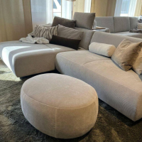 Brühl - Ecksofa Aoyama Stoff 4490 090 Beige Gestell Metall Verchromt Füße Höhenverstellbar inkl. Hocker - 6