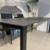 Zumsteg - Ausziehtisch Basso Platte Keramik Dekton Eter Schwarz Gestell Edelstahl CNC Schwarz Gebürstet - 2