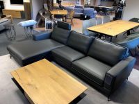 DFM - Ecksofa Beluga Leder WM Anthrazit Metallfüße Schwarz mit Kopfstütze - 5