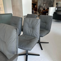 Hülsta - 6er-Set Stuhl D 27 Leder Nubuk Touch 5617 Schwarz Drehgestell Metall Schwarz Pulverbeschichtet - 2