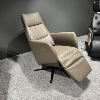 Contur - Drehsessel Possitano Leder WM Schlamm Beige Gestell Metall Schwarz - 2