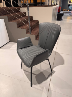 Draenert - Armlehnstuhl Dexter Leder I 919 Grau Gestell Stahl Schwarz Pulverbeschichtet - 4