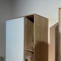 Rodam - Wohnwand Sigma Eiche Natur Weiß Pigment Geölt Und Glas Weiß - 4