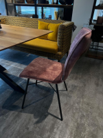 Raum.Freunde - 4er Set Esszimmerstuhl Yanis Stoff Adore 200 Pale Rosa Rot Gestell Anthrazit Schwarz - 2