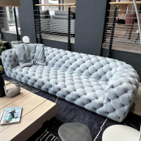 Baxter - Sofa Chester Moon Leder A Kashmir Ciment Grau Füße Buche Gefärbt Wenge Inklusive Kissen Slim - 4