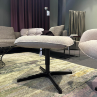 Walter Knoll - Sessel Onsa Stoff Gaia 7889 Champagne Beige Gestell Metall Bronze Pulverbeschichtet Inklusive Hocker - 7