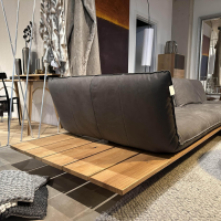 Bullfrog - Ecksofa Akito Leder Oasis 2100 Elefant 63 Grau Plateau Wildeiche Öl Winkelstahlfuß Schwarz Pulverbeschichtet - 2