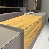Musterring - Wohnkombination Mattglas Fango Grau Eiche Massiv Mit Beleuchtung - 4