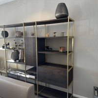 Janua - Shelf solid wood oak smoked anthracite oiled aluminium anodized Ev3 brass - 8