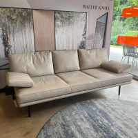 Walter Knoll - Sofa Living Platform 400 30 FLFR Leder Lima Stone Grey Grau Beige Gestell Stahl Schwarz Matt Pulverbeschichtet - 8