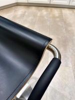 Mayer - 2er Set Barhocker 1218 04 Lederauflage Schwarz Drehgestell Chrom Gebürstet Edelstahllook - 4