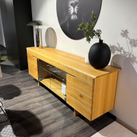 Anrei - Anrichte Anamaia Asteiche Massiv Natur Geölt Mit Beleuchtung - 7