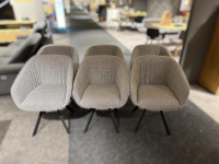 Wimmer - 6er Set Armlehnstuhl Wood Innen Stoff Q2 Curl 807 Außen Leder Colorado Anthrazit Gestell Metall Schwarzgrau - 3